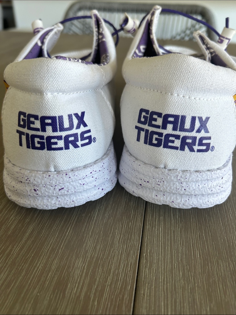LSU White Canvas Slip-On Shoes with Purple Accents - Picture 3 of 6